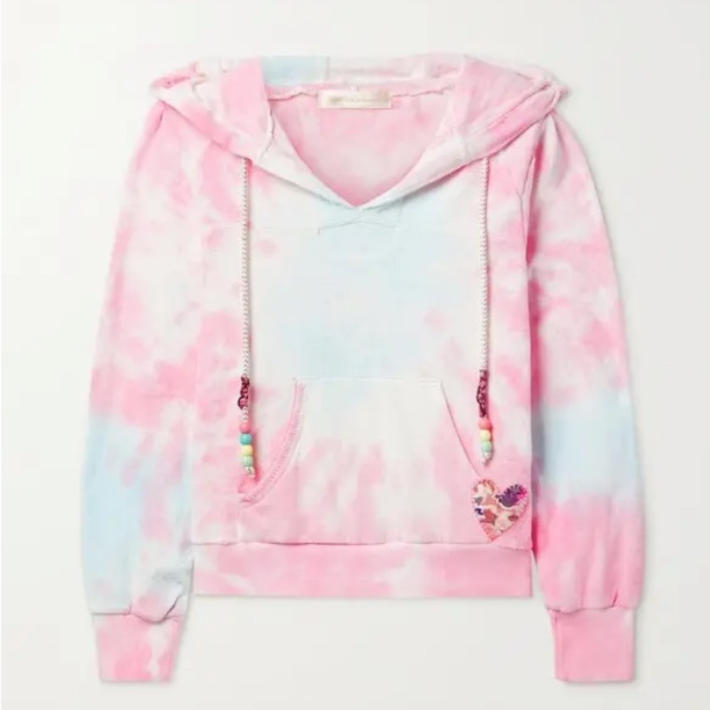 Kirby Bead-Embellished Appliquéd Tie-Dyed
Cotton-Terry Hoodie